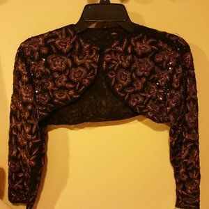 Metallic Copper Embroidered Bolero Jacket